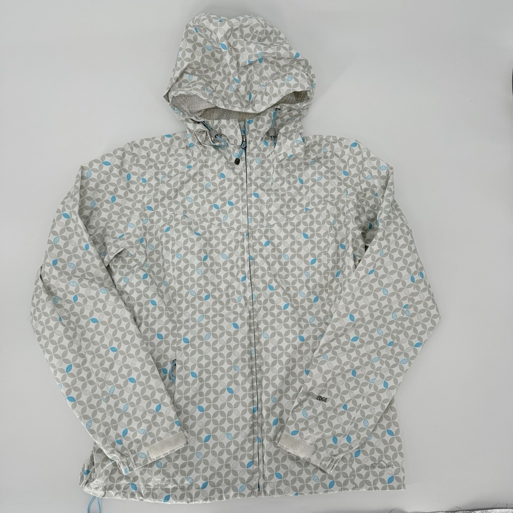 Eddie Bauer WeatherEdge Jacket Womens M Geometric Hooded Rain Full Zip Gorpcore